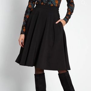NWT ModCloth “Just This Sway” Black A-line skirt